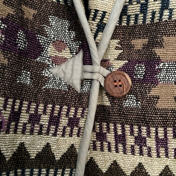 VINTAGE New Direction Cropped Jacket Cotton Aztec Print Small Southwest Boho - Picture 4 of 7